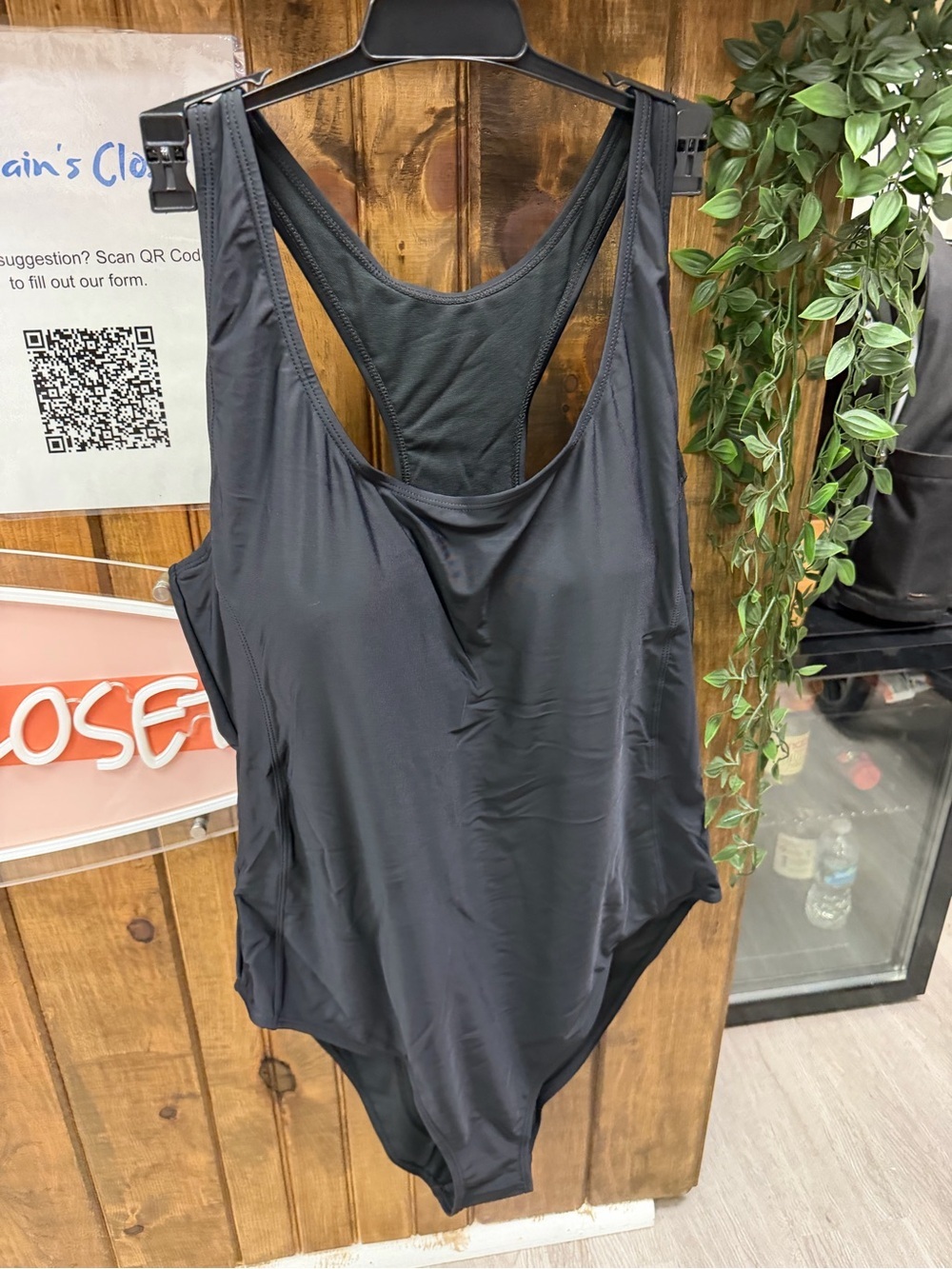 Women’s Nicole Miller Classic Black Racerback One-Piece Swimsuit NWT